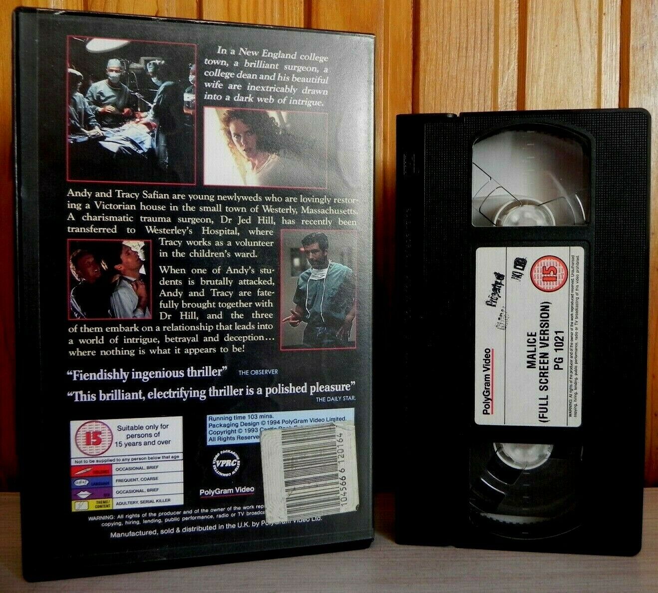 Malice - Full Screen Version - Alec Baldwin - Dark Thriller - Pal Video - VHS-