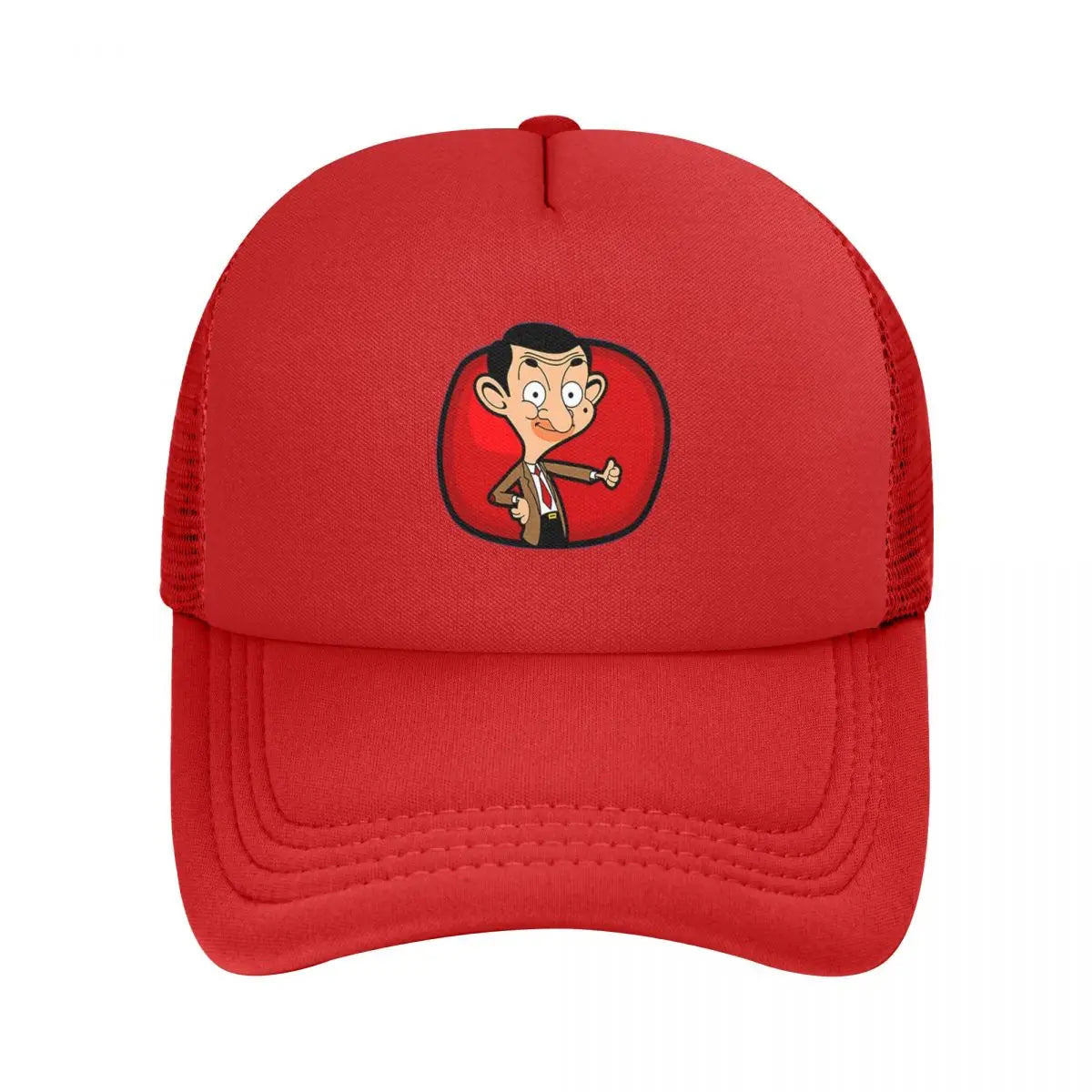 Mesh Mr. Bean - Snapback Fan Caps - Breathable Casual Hats - Outdoor or Party Accessories-Red-One Size-