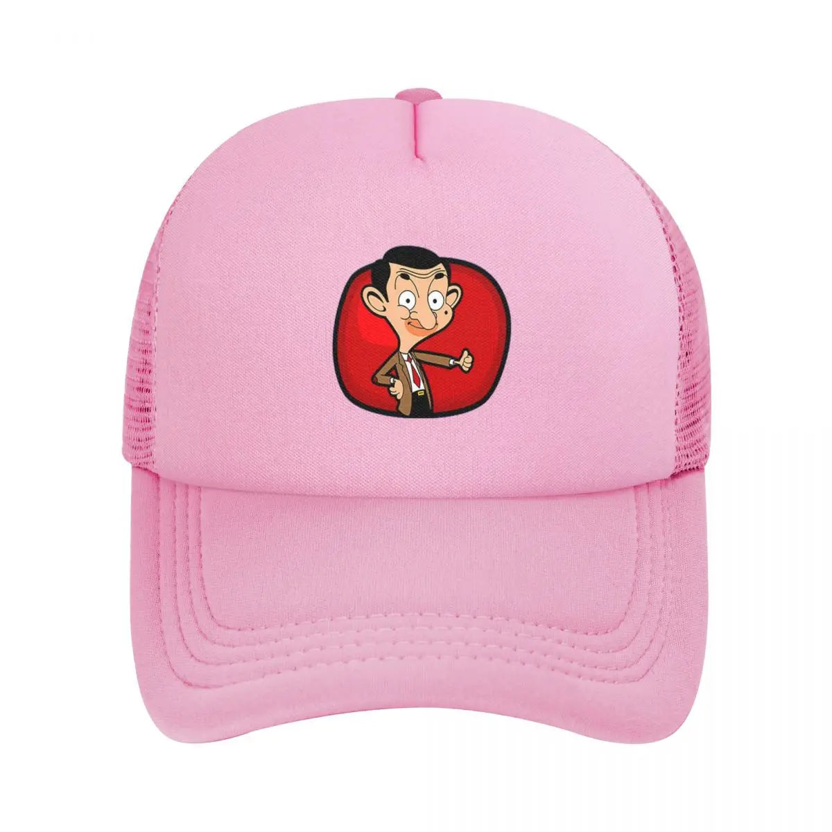 Mesh Mr. Bean - Snapback Fan Caps - Breathable Casual Hats - Outdoor or Party Accessories-Pink-One Size-