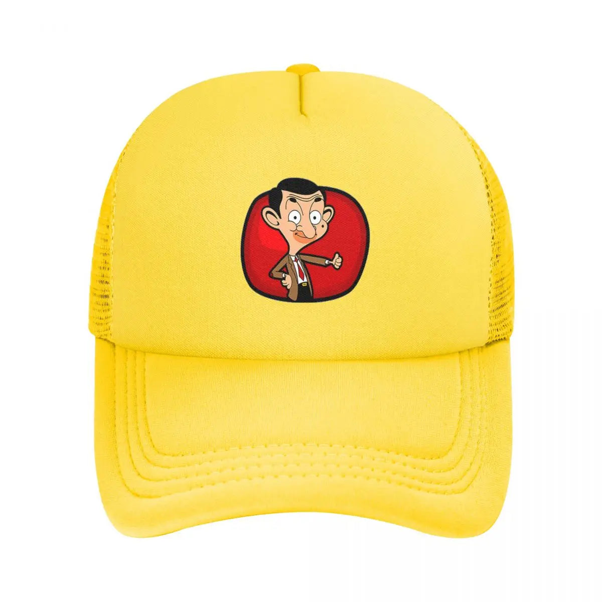 Mesh Mr. Bean - Snapback Fan Caps - Breathable Casual Hats - Outdoor or Party Accessories-Yellow-One Size-