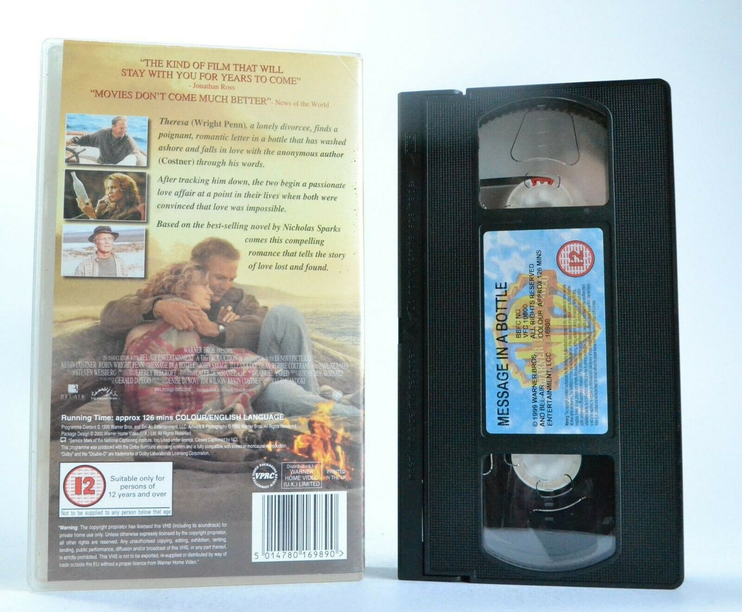 Message In A Bottle: Romantic Love Story - Kevin Costner/Robin Wright Penn - VHS-