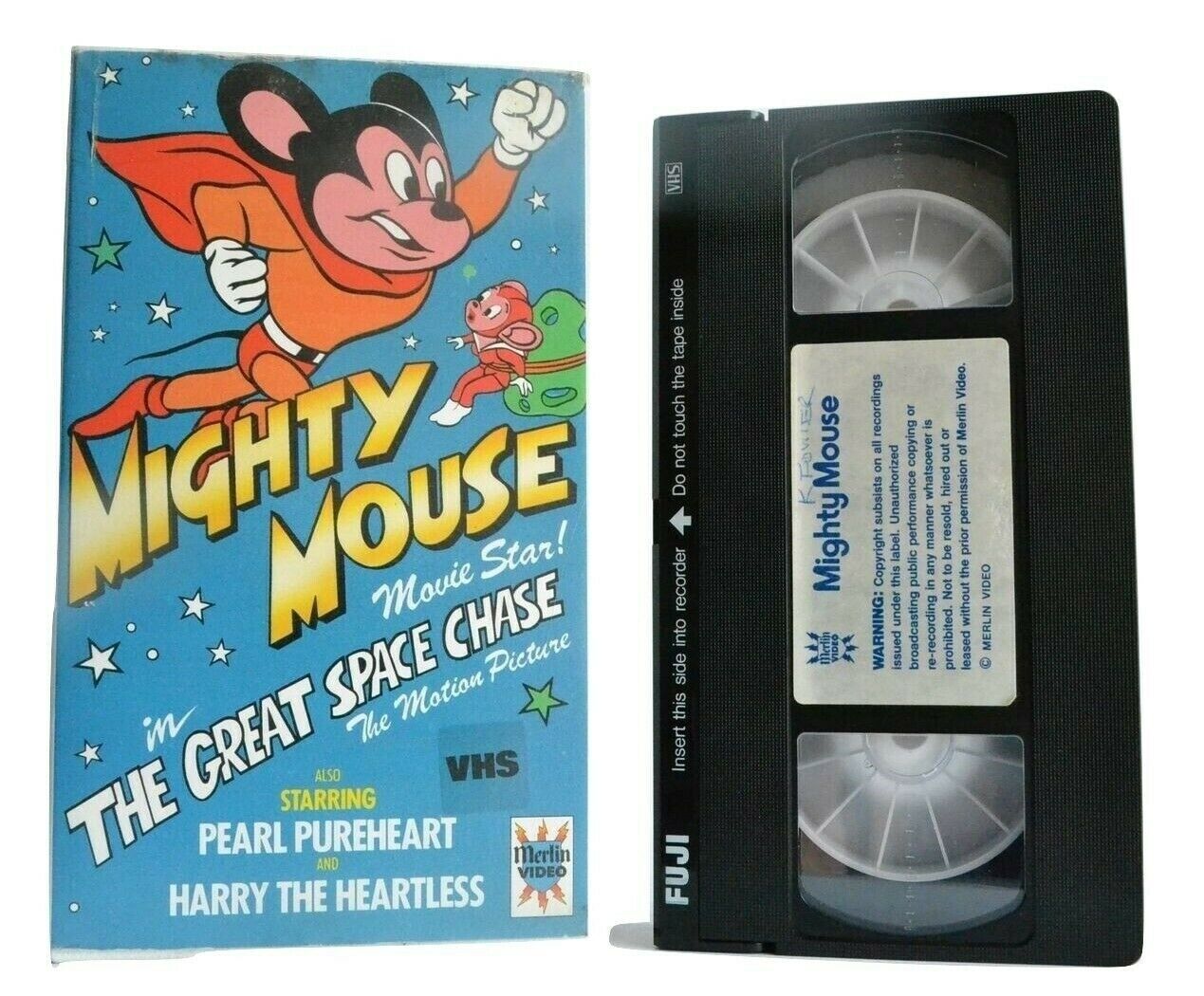 Mighty Mouse: The Great Space Chase (Merlin Video) - Animated - Kids - Pal VHS-