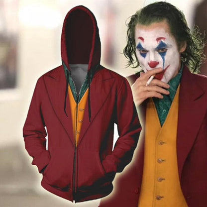 Movie Joker - Joaquin Phoenix - Arthur Fleck Replica Costume - Sweatshirt Hoodie Jacket Coat - Super Hero Party-A-S-