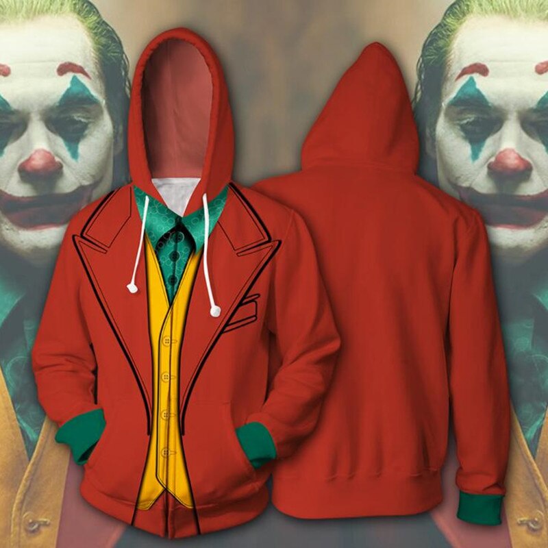 Movie Joker - Joaquin Phoenix - Arthur Fleck Replica Costume - Sweatshirt Hoodie Jacket Coat - Super Hero Party-B-S-