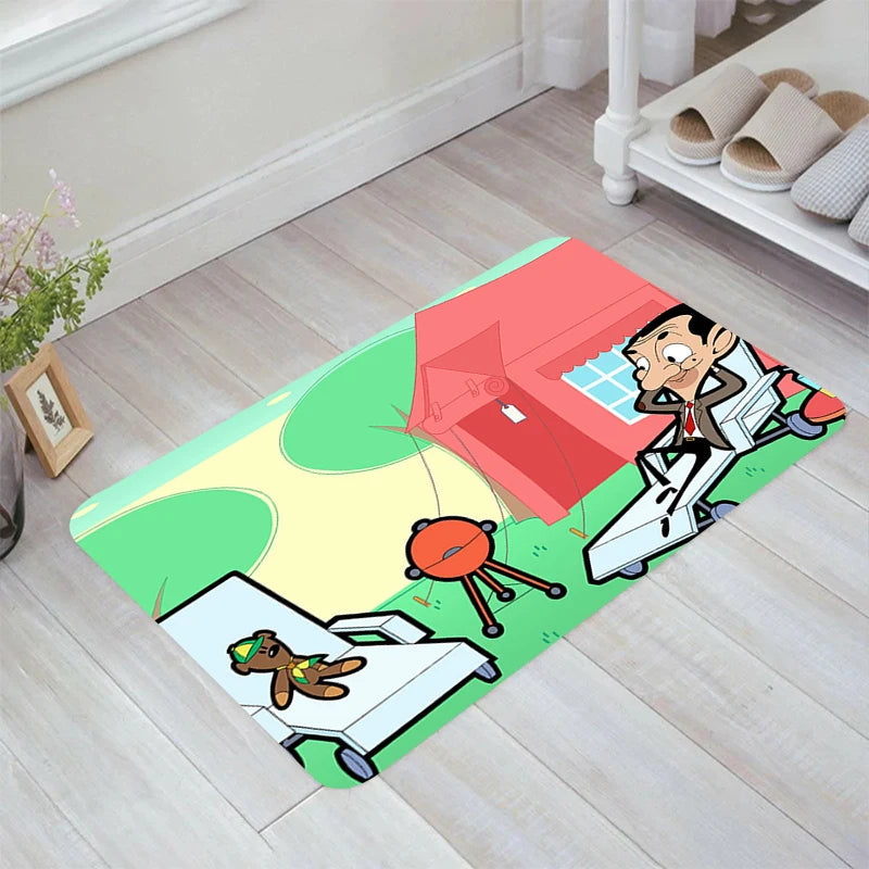 Mr. Bean Cartoon - Floor Mat - Kitchen Balcony Bathroom - Non-Slip Party Accessories-LL-756-120x160cm-