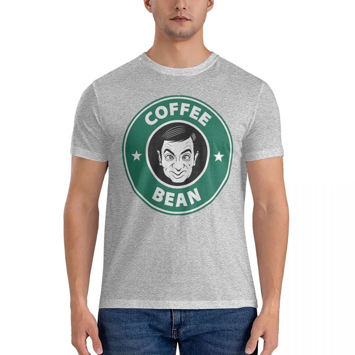 Mr. Bean Coffee T-Shirt - Men’s Hipster Cotton Tee - Casual Party or Daily Wear-GRAY-4XL-