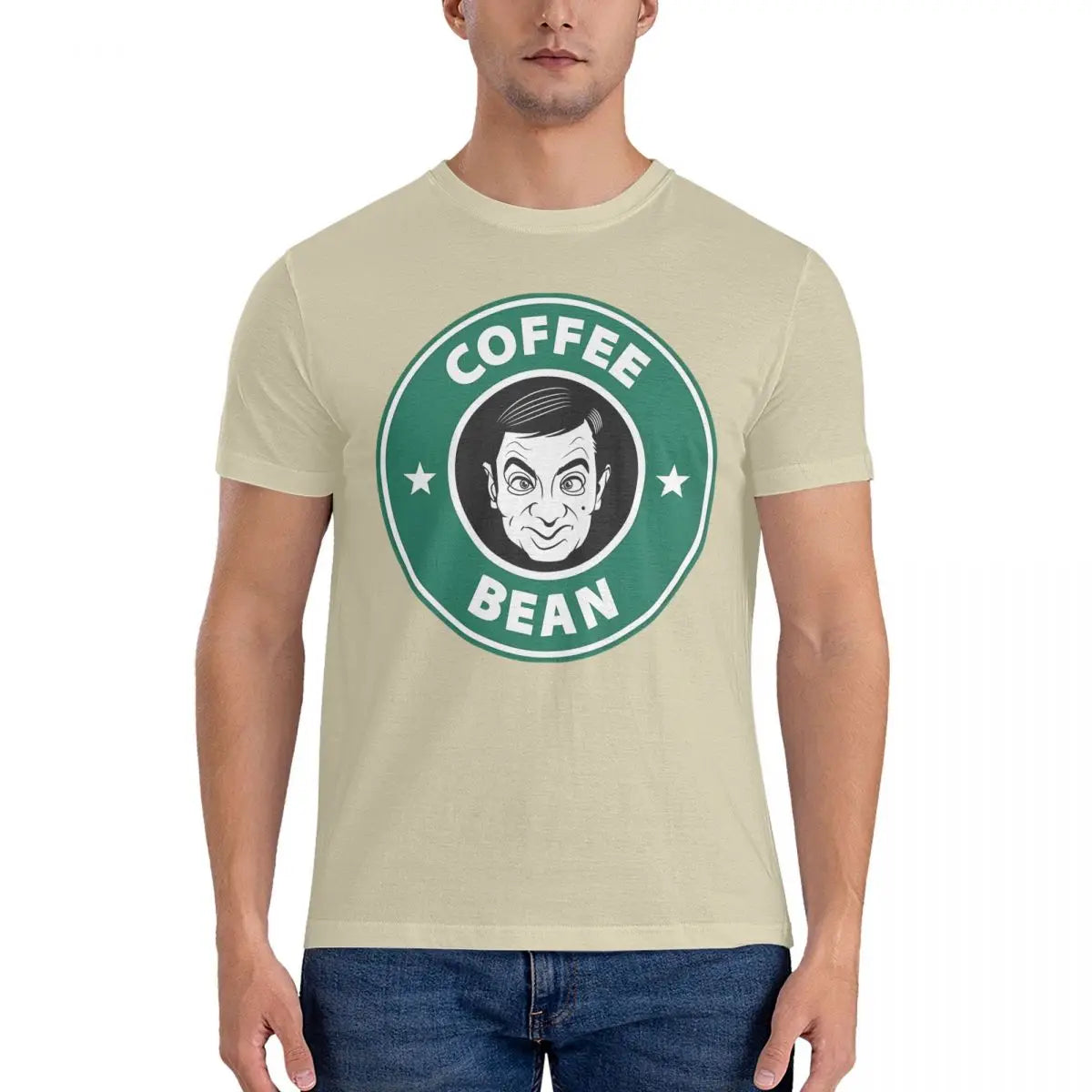 Mr. Bean Coffee T-Shirt - Men’s Hipster Cotton Tee - Casual Party or Daily Wear-Khaki-6XL-