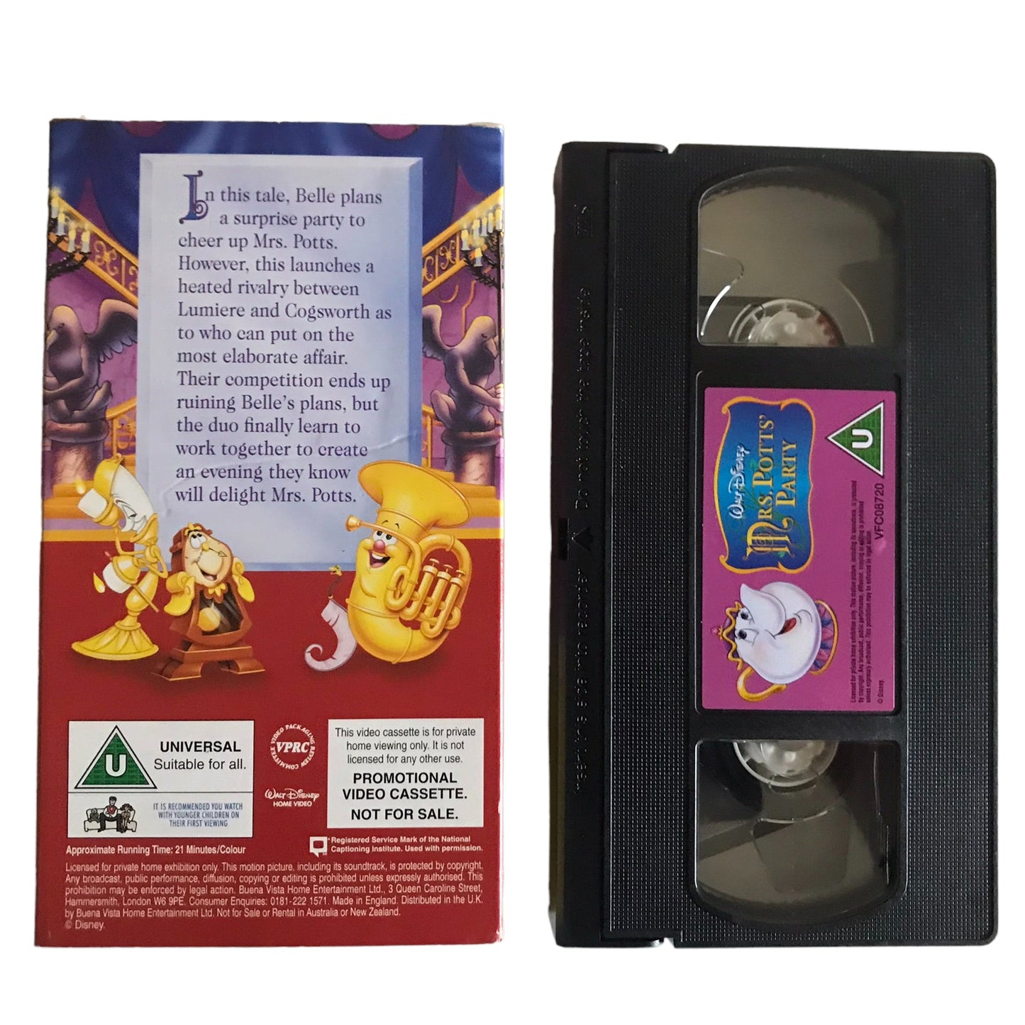 Mrs Potts Party - Walt Disney Home Video - VFC08720 - Kids - Pal - VHS-