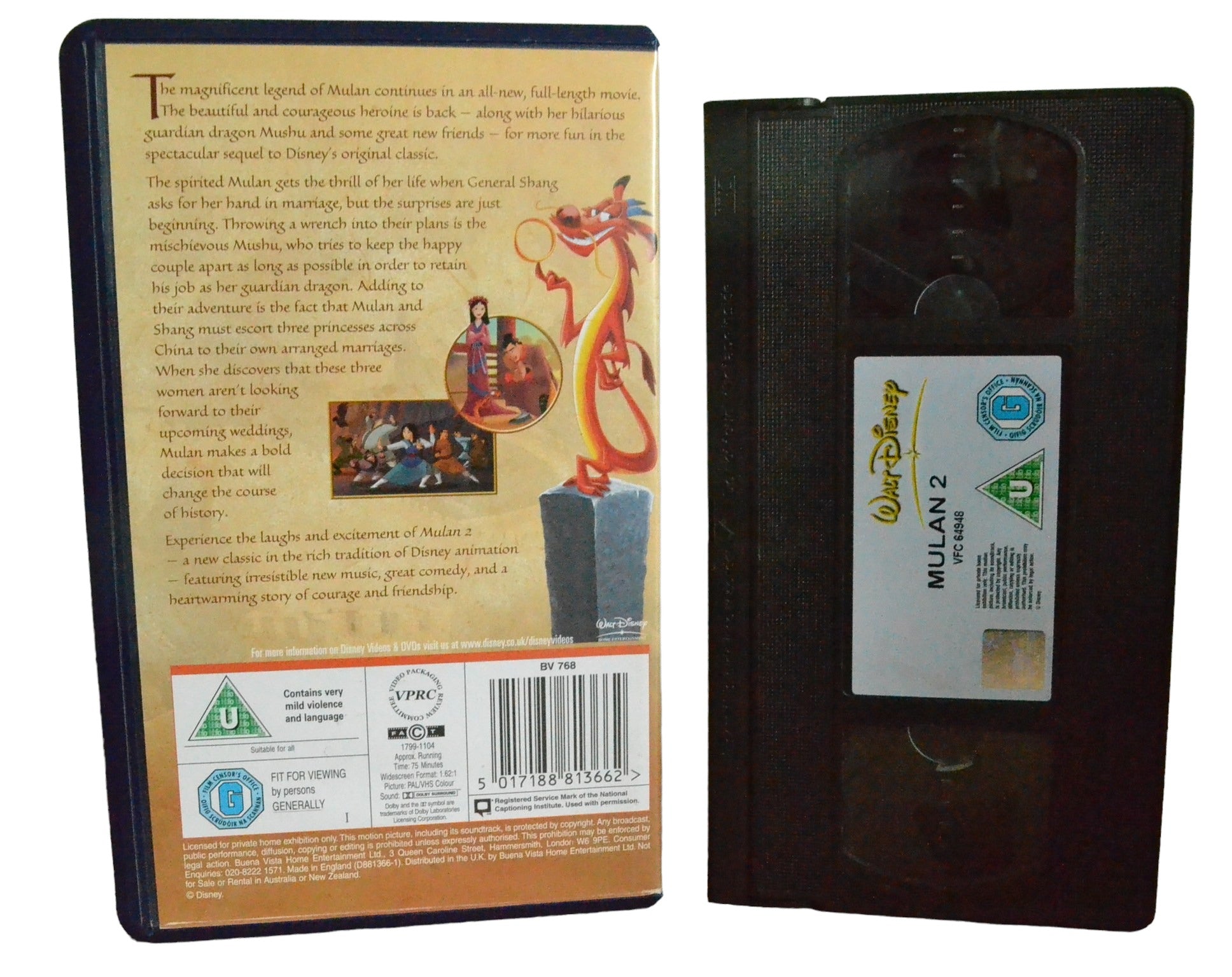 Mulan 2 - Waly Disney Home Video - D8813566 - Children - Pal - VHS-