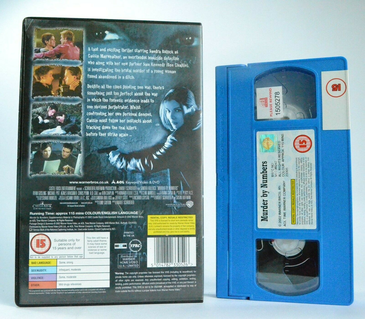 Murder By Numbers: Psychological Thriller (2002) - Large Box - S.Bullock - VHS-