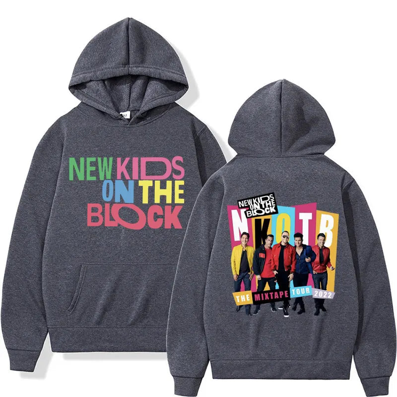 NKOTB Hoodie – Magic Summer Tour Sweatshirt for Him and Her, Retro Hip Hop Style-Dark grey-L-