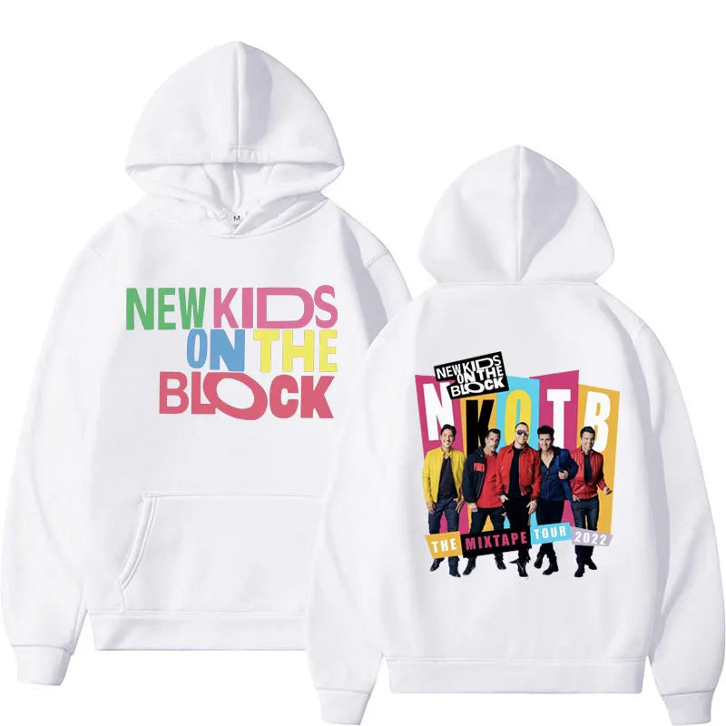 NKOTB Hoodie – Magic Summer Tour Sweatshirt for Him and Her, Retro Hip Hop Style-White-L-