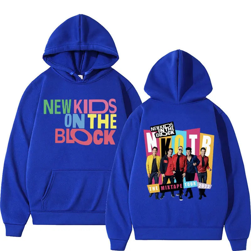 NKOTB Hoodie – Magic Summer Tour Sweatshirt for Him and Her, Retro Hip Hop Style-Blue-L-