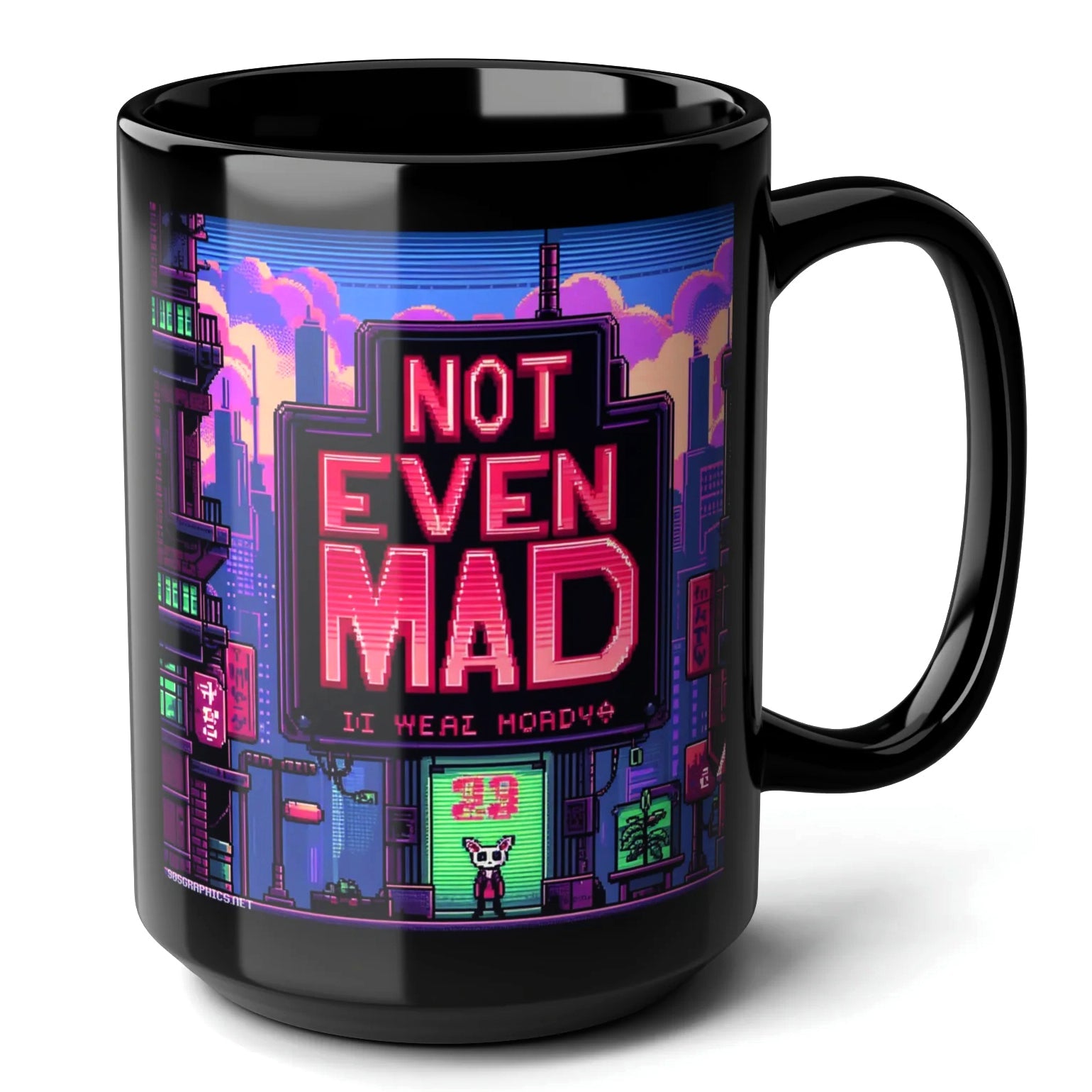 Not Even Mad Black Mug (15oz) - video arcade machines-15oz-