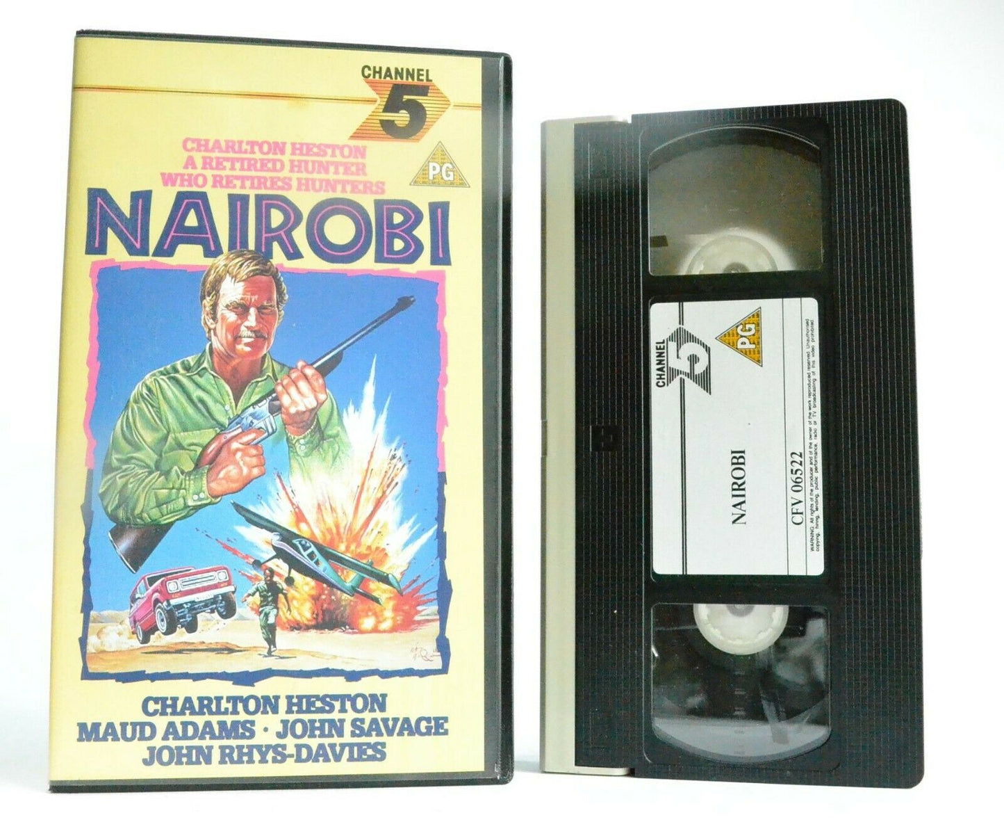 Nairobi: (1987) Channel 5 - Charlton Heston Vs. Black Market Hunters - Pal VHS-