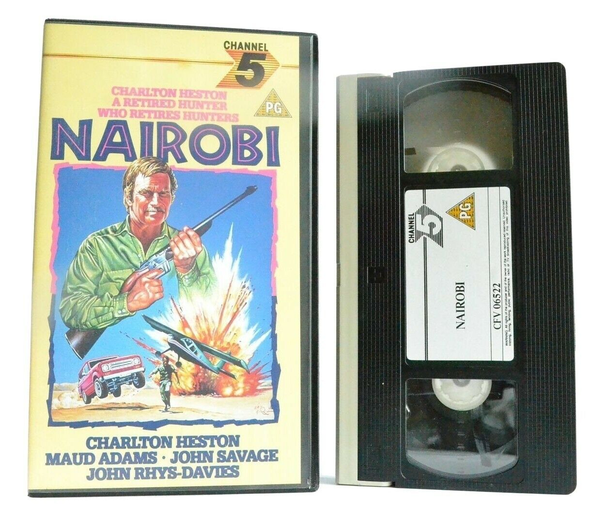 Nairobi: (1987) Channel 5 - Charlton Heston Vs. Black Market Hunters - Pal VHS-