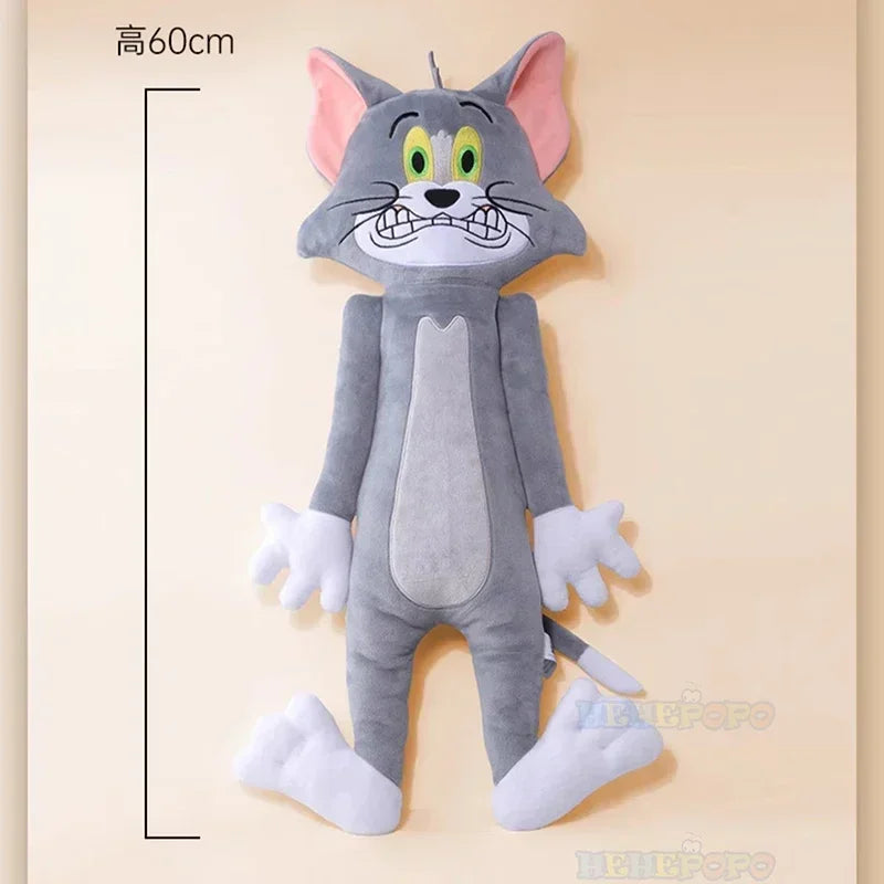 New 60cm Tom and 50cm Jerry Stuffed Animal - Flat Series Plush Toy - Cute Squashed Pillow - Quirky Ugly Cute Doll-