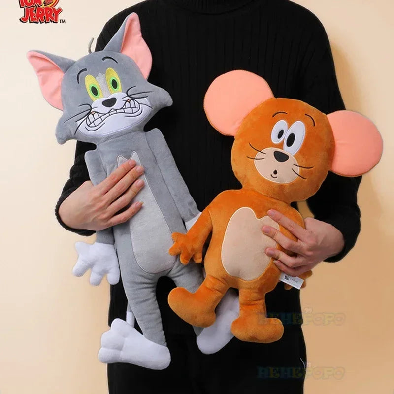 New 60cm Tom and 50cm Jerry Stuffed Animal - Flat Series Plush Toy - Cute Squashed Pillow - Quirky Ugly Cute Doll-