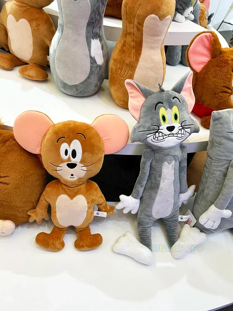 New 60cm Tom and 50cm Jerry Stuffed Animal - Flat Series Plush Toy - Cute Squashed Pillow - Quirky Ugly Cute Doll-