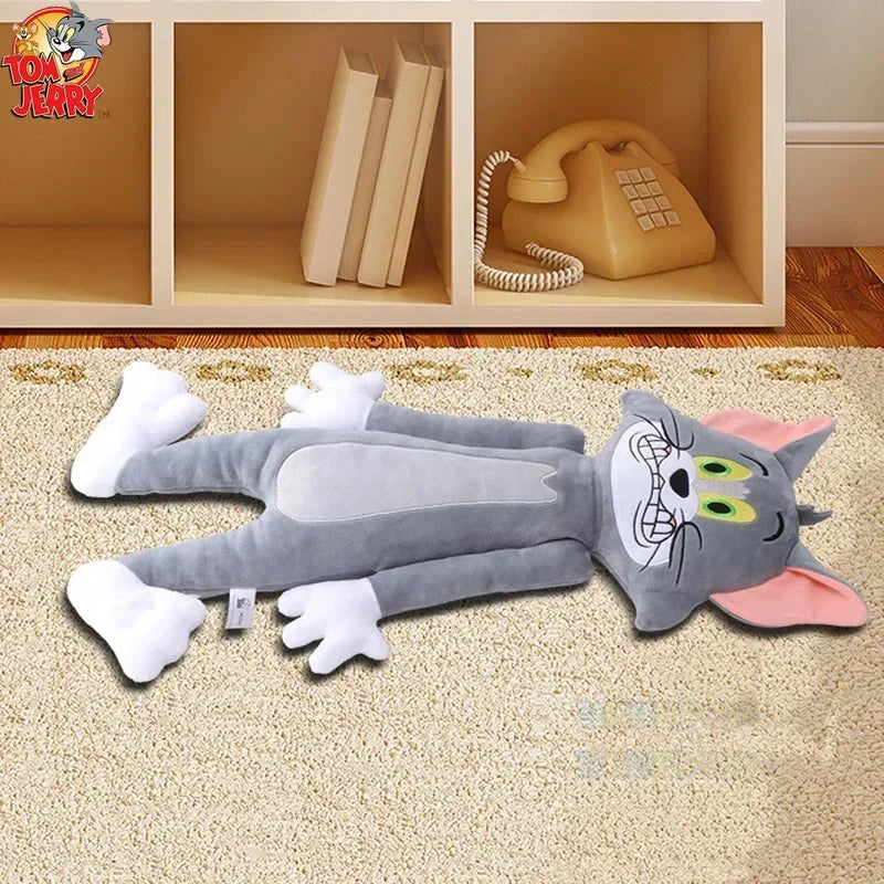 New 60cm Tom and 50cm Jerry Stuffed Animal - Flat Series Plush Toy - Cute Squashed Pillow - Quirky Ugly Cute Doll-