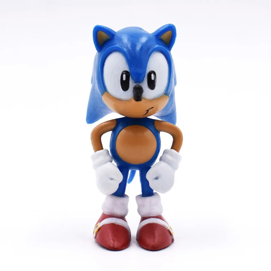 New whole set sale Sonic Tails Werehog Action Figures Blue Shadow Doll Cartoon Figurines Collectible Dolls Kids Hedgehog Toy-6PCS Sonic-