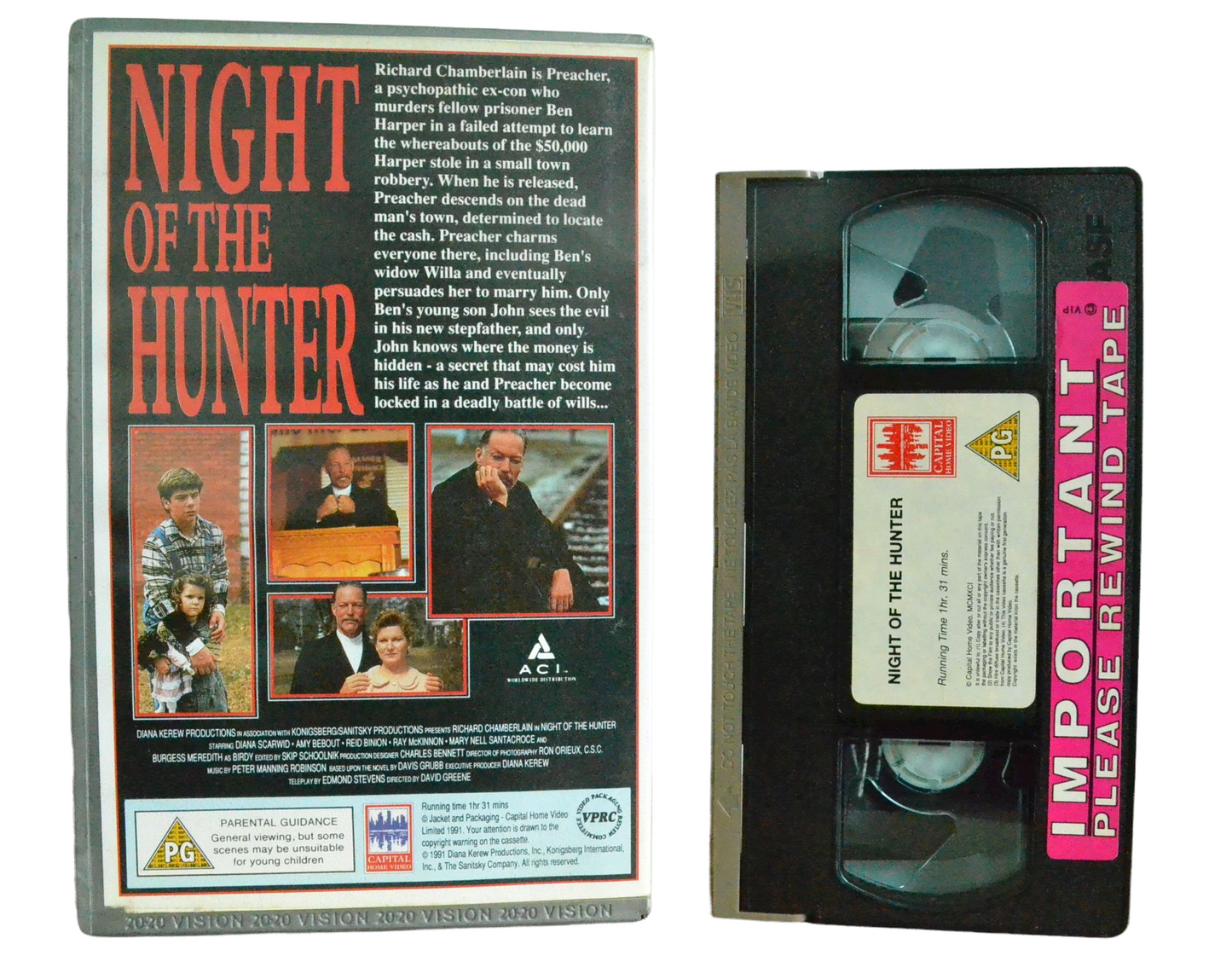 Night Of The Hunter - Richard Chamberlian - Capital Home Video - Vintage - Pal VHS-