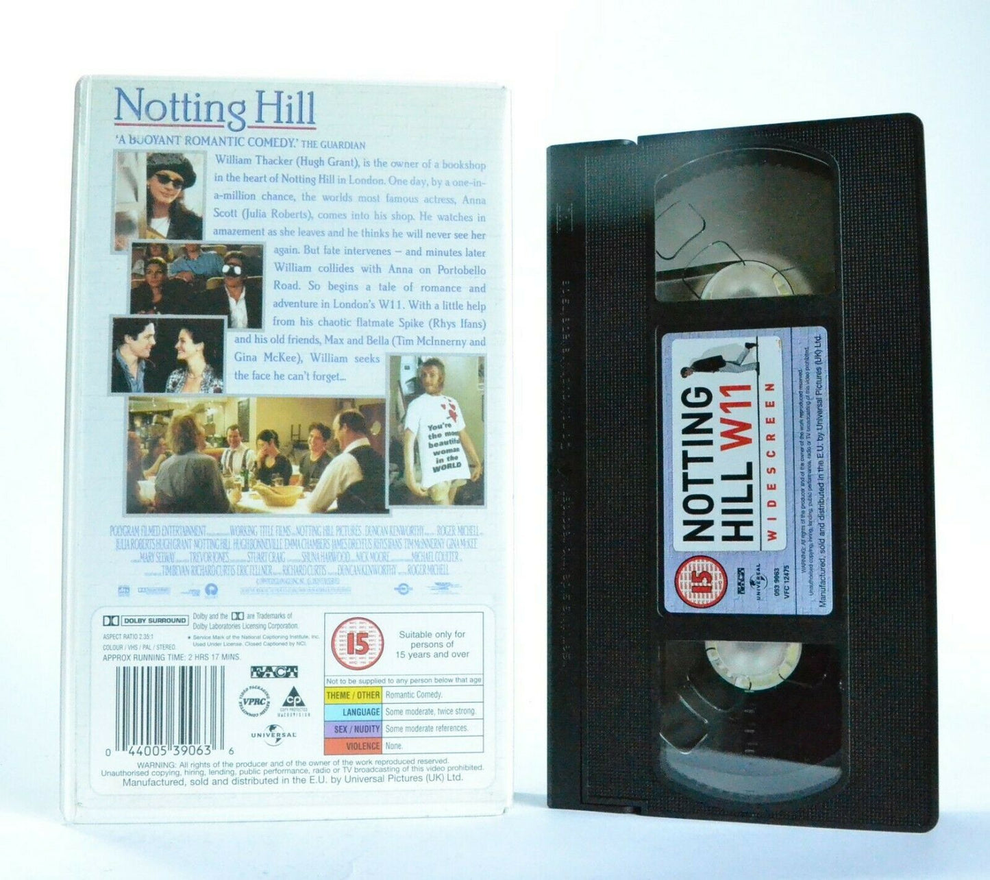 Notting Hill: Julia Roberts/Hugh Grant - Widescreen - Romantic Comedy - Pal VHS-