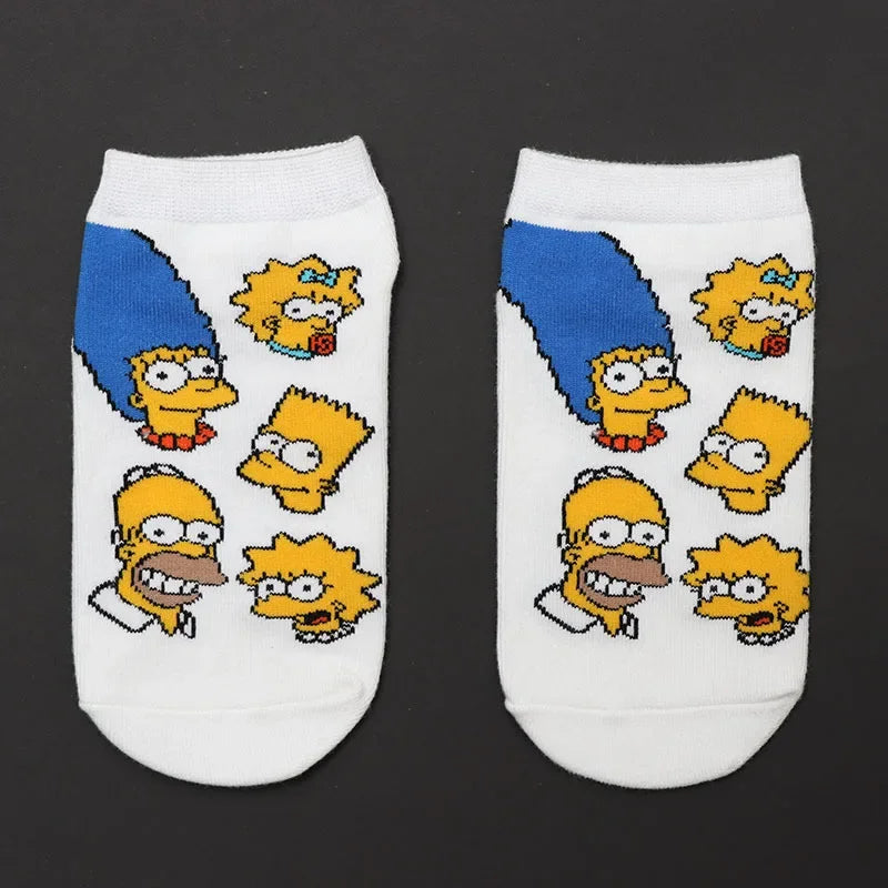 Novelty Simpsons Socks - Happy Cotton Style - Fun and Fashionable Gift for Women or Teens Retro Cartoon Lovers-11-one size-