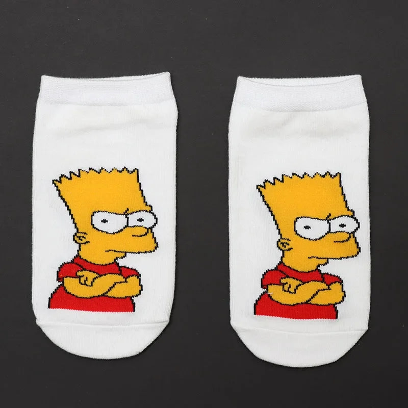 Novelty Simpsons Socks - Happy Cotton Style - Fun and Fashionable Gift for Women or Teens Retro Cartoon Lovers-3-one size-