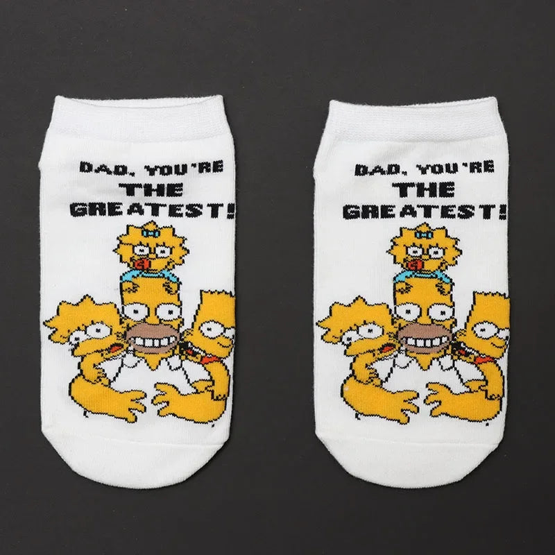 Novelty Simpsons Socks - Happy Cotton Style - Fun and Fashionable Gift for Women or Teens Retro Cartoon Lovers-2-one size-