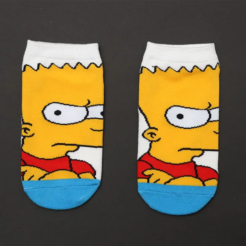 Novelty Simpsons Socks - Happy Cotton Style - Fun and Fashionable Gift for Women or Teens Retro Cartoon Lovers-9-one size-