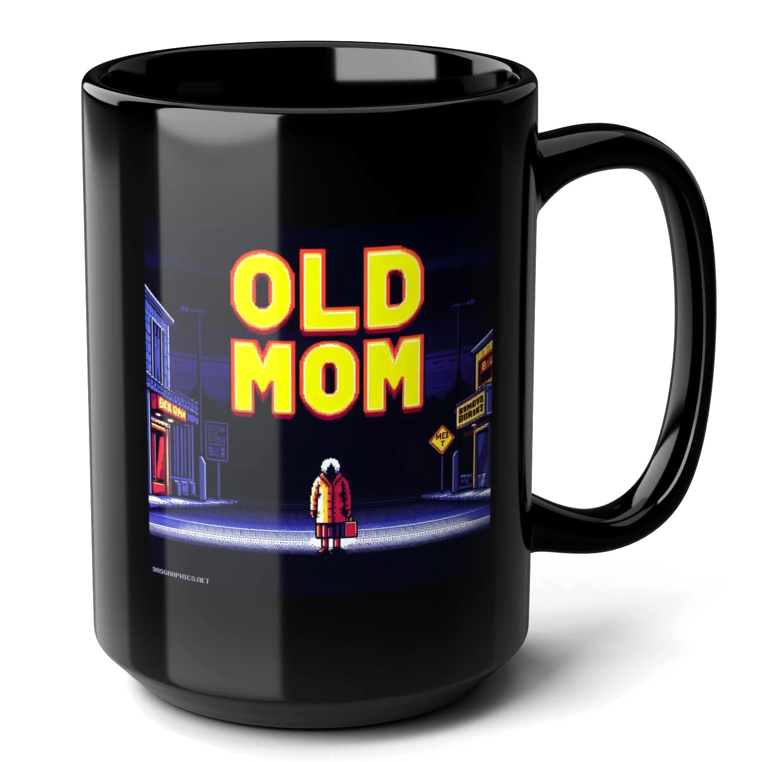 Old Mom Black Mug (15oz) - coin operated video games-15oz-