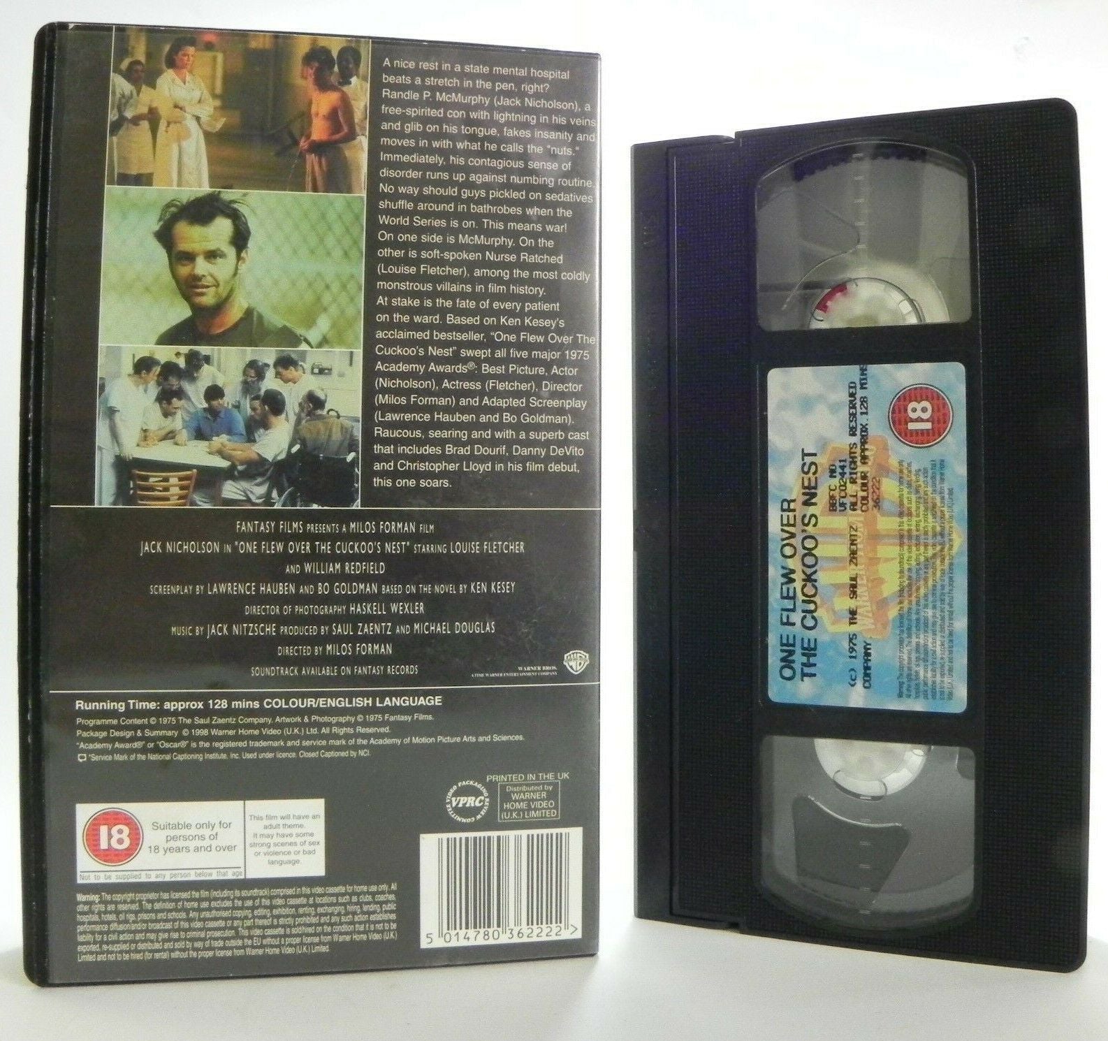 One Flew Over The Cuckoo's Nest: M. Forman Classic - Drama (1975) - Pal VHS-