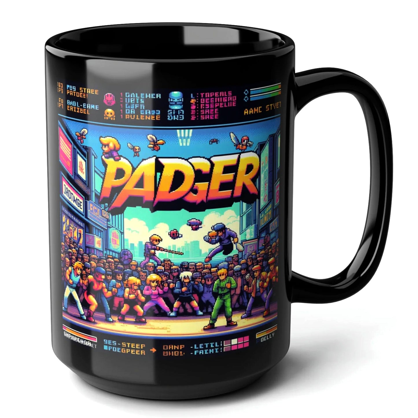 Padger Black Mug (15oz) - video game arcade-15oz-