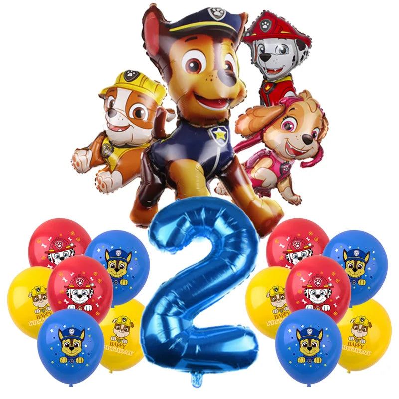 PAW Patrol Birthday Decoration Foil Balloon - Disposable Tableware Set Dog Chase Marshall Skye - For Kids Birthday Party Supplies-Balloon Set 2-29pcs-