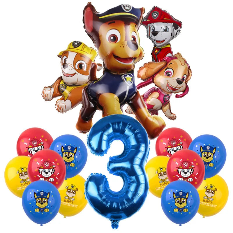 PAW Patrol Birthday Decoration Foil Balloon - Disposable Tableware Set Dog Chase Marshall Skye - For Kids Birthday Party Supplies-Balloon Set 3-29pcs-