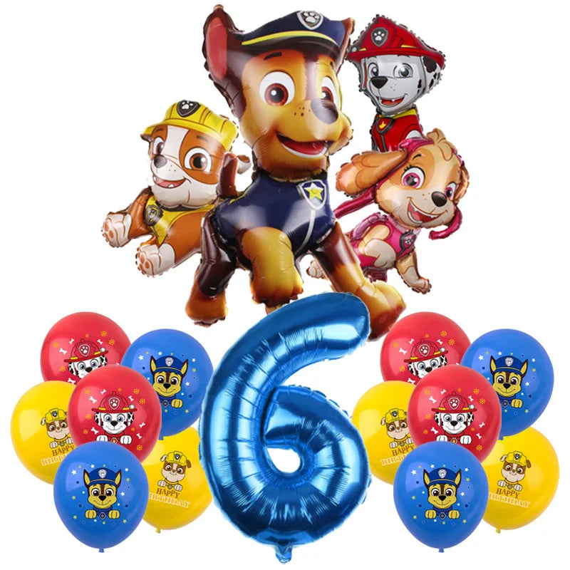 PAW Patrol Birthday Decoration Foil Balloon - Disposable Tableware Set Dog Chase Marshall Skye - For Kids Birthday Party Supplies-Balloon Set 6-29pcs-