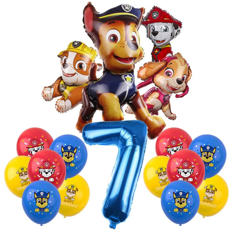 PAW Patrol Birthday Decoration Foil Balloon - Disposable Tableware Set Dog Chase Marshall Skye - For Kids Birthday Party Supplies-Balloon Set 7-29pcs-