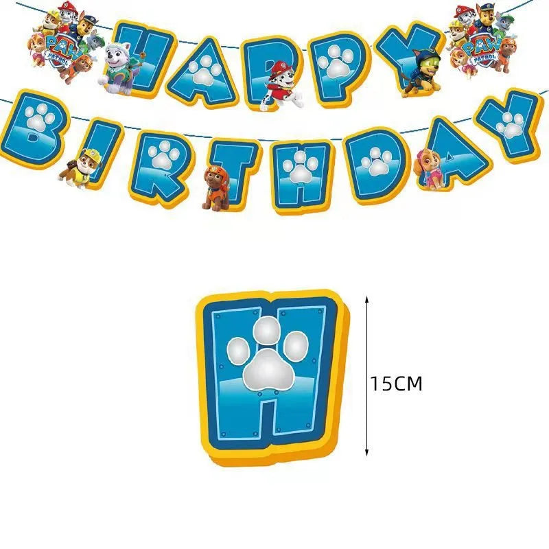 PAW Patrol Birthday Decoration Foil Balloon - Disposable Tableware Set Dog Chase Marshall Skye - For Kids Birthday Party Supplies-Letter Flag A-