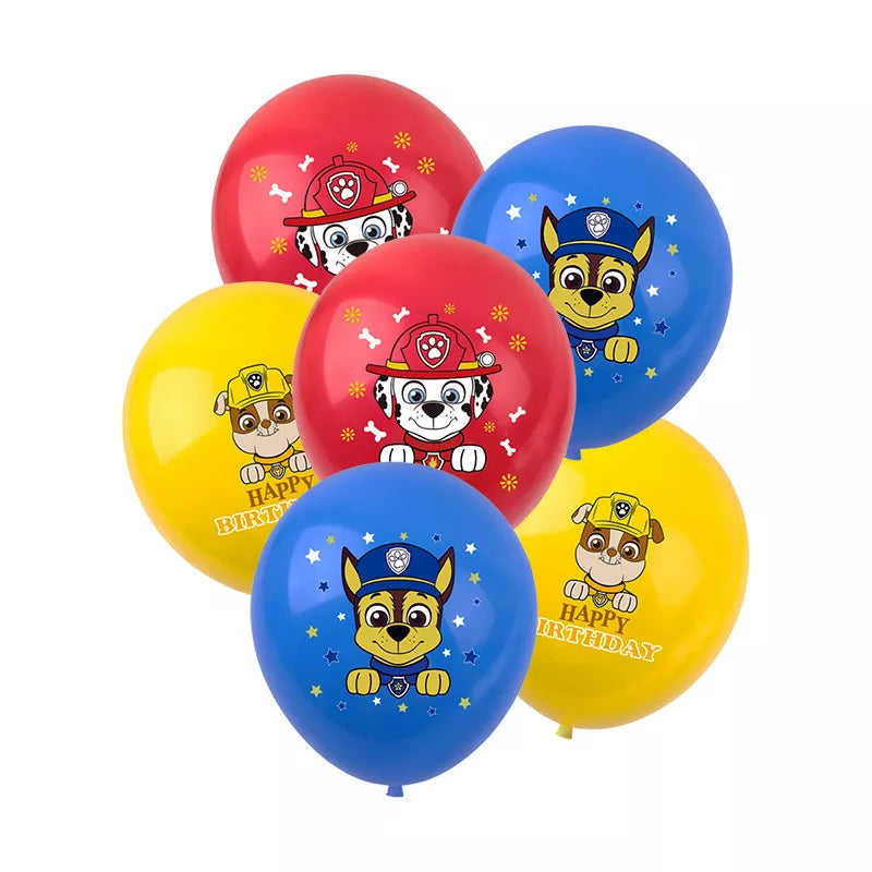 PAW Patrol Birthday Decoration Foil Balloon - Disposable Tableware Set Dog Chase Marshall Skye - For Kids Birthday Party Supplies-Latex Balloon -12pcs-