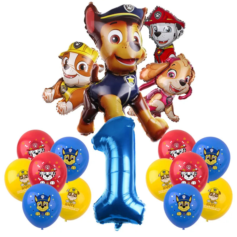 PAW Patrol Birthday Decoration Foil Balloon - Disposable Tableware Set Dog Chase Marshall Skye - For Kids Birthday Party Supplies-Balloon Set 1-29pcs-