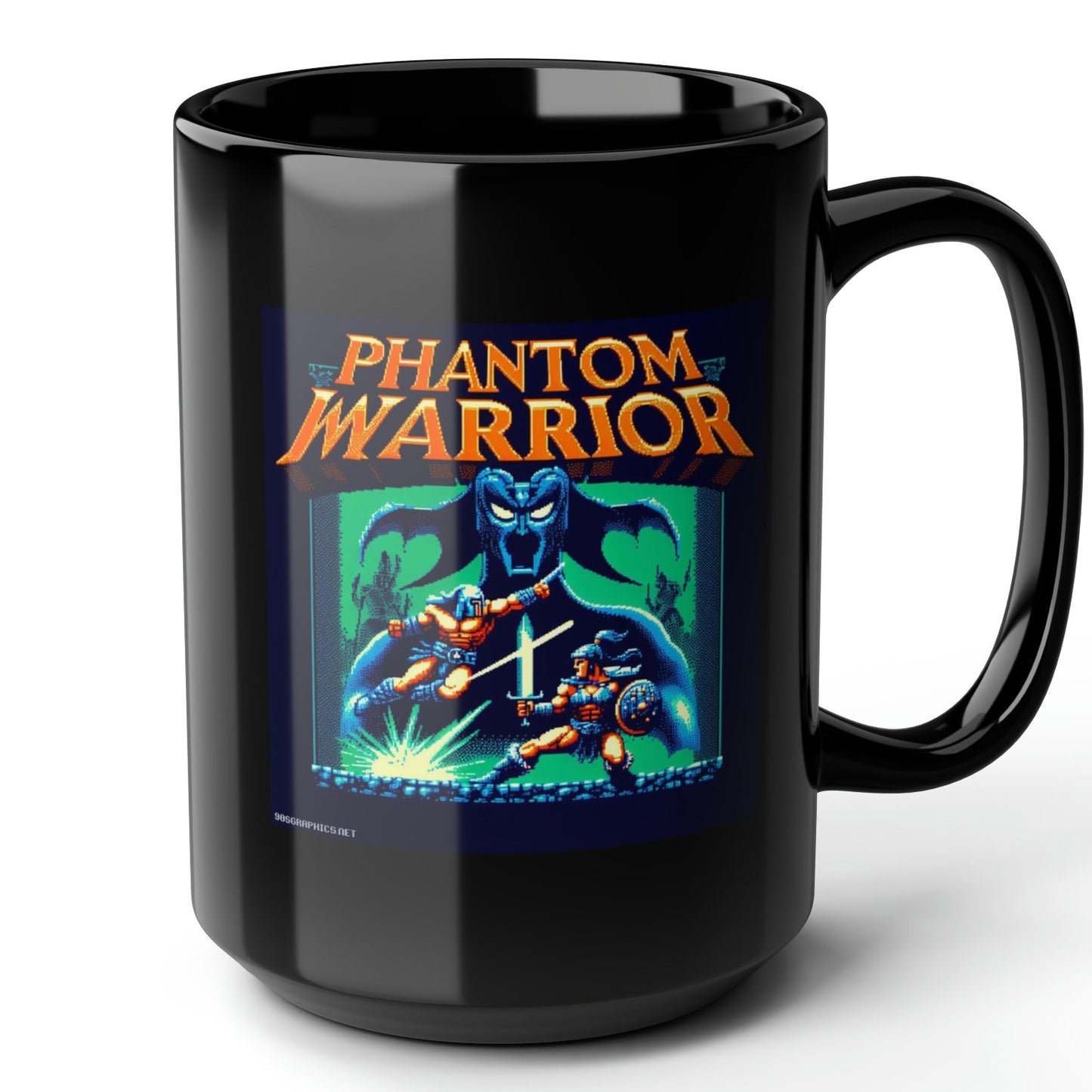 Phantom Warrior Black Mug (15oz) - arcade computer game-15oz-