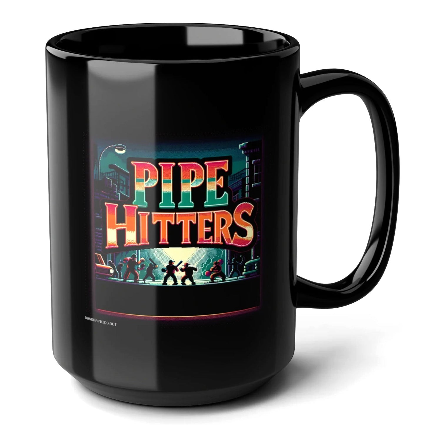 Pipe Hitters Black Mug (15oz) - gifts for video gamers-15oz-