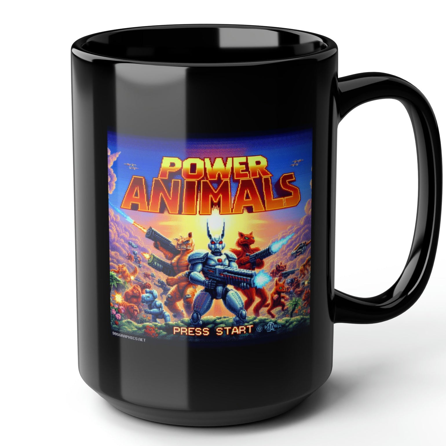 Power Animals Black Mug (15oz) - christmas gaming gifts-15oz-