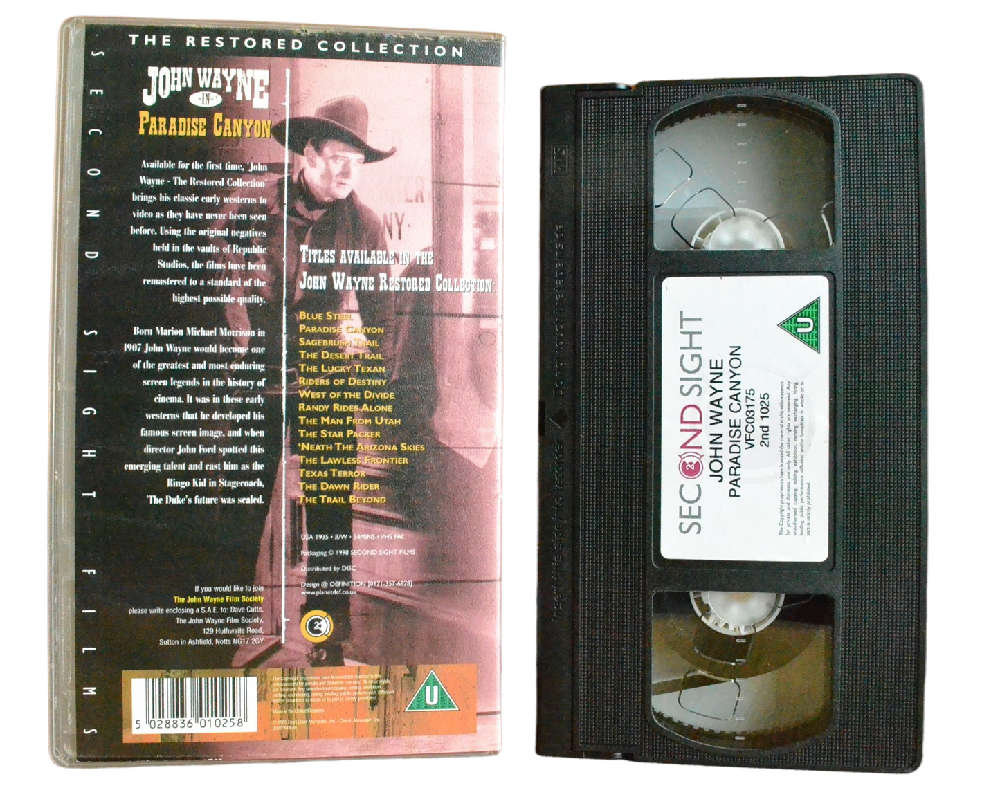 Paradise Canyon - John Wayne - Second Sight - Vintage - Pal VHS-