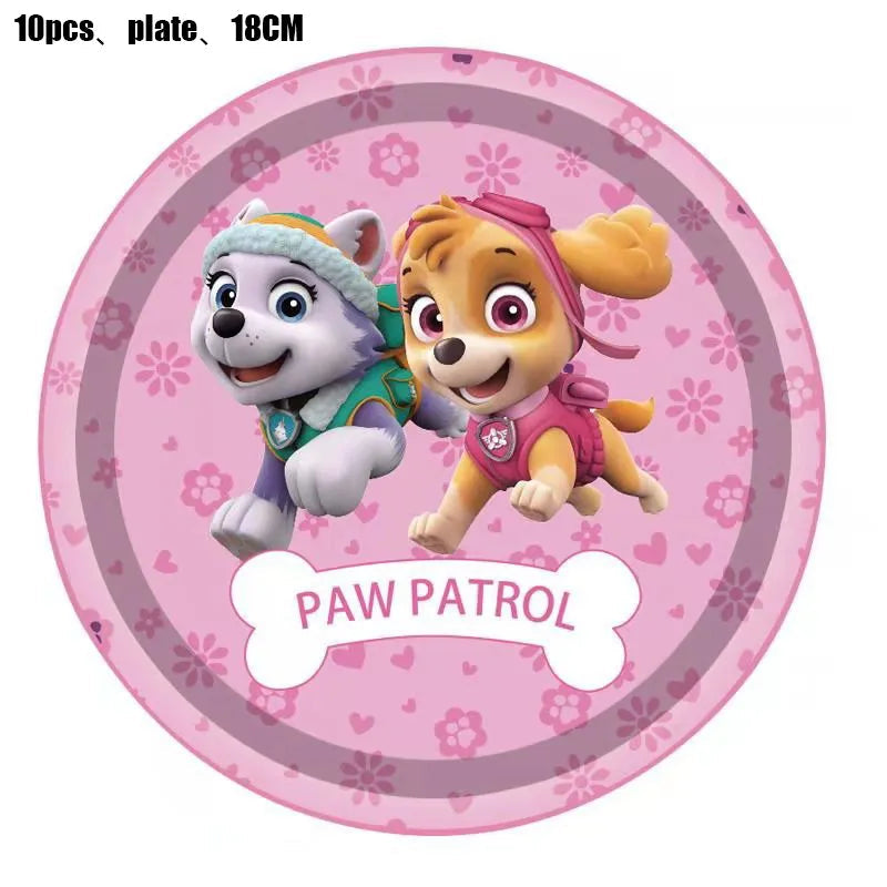 Paw Patrol Birthday Party Decorations Skye Pink - Paper Plates Cups Napkins Tableware Balloons - For Kids Baby Shower Party Supplies-10pcs 7inch plates-