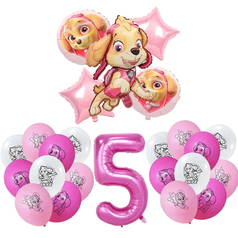 Paw Patrol Birthday Party Decorations Skye Pink - Paper Plates Cups Napkins Tableware Balloons - For Kids Baby Shower Party Supplies-24pcs balloons 5-