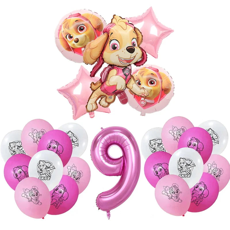 Paw Patrol Birthday Party Decorations Skye Pink - Paper Plates Cups Napkins Tableware Balloons - For Kids Baby Shower Party Supplies-24pcs balloons 9-