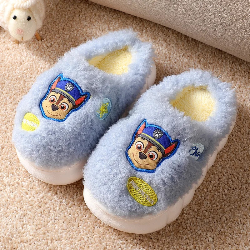 Paw Patrol Marshall Chase Slipper - Warm Plush Home Slipper - Winter Shoes Children House Flat Floor - Soft Silent Slides for Bedroom-Chase-180Yards In 16cm-