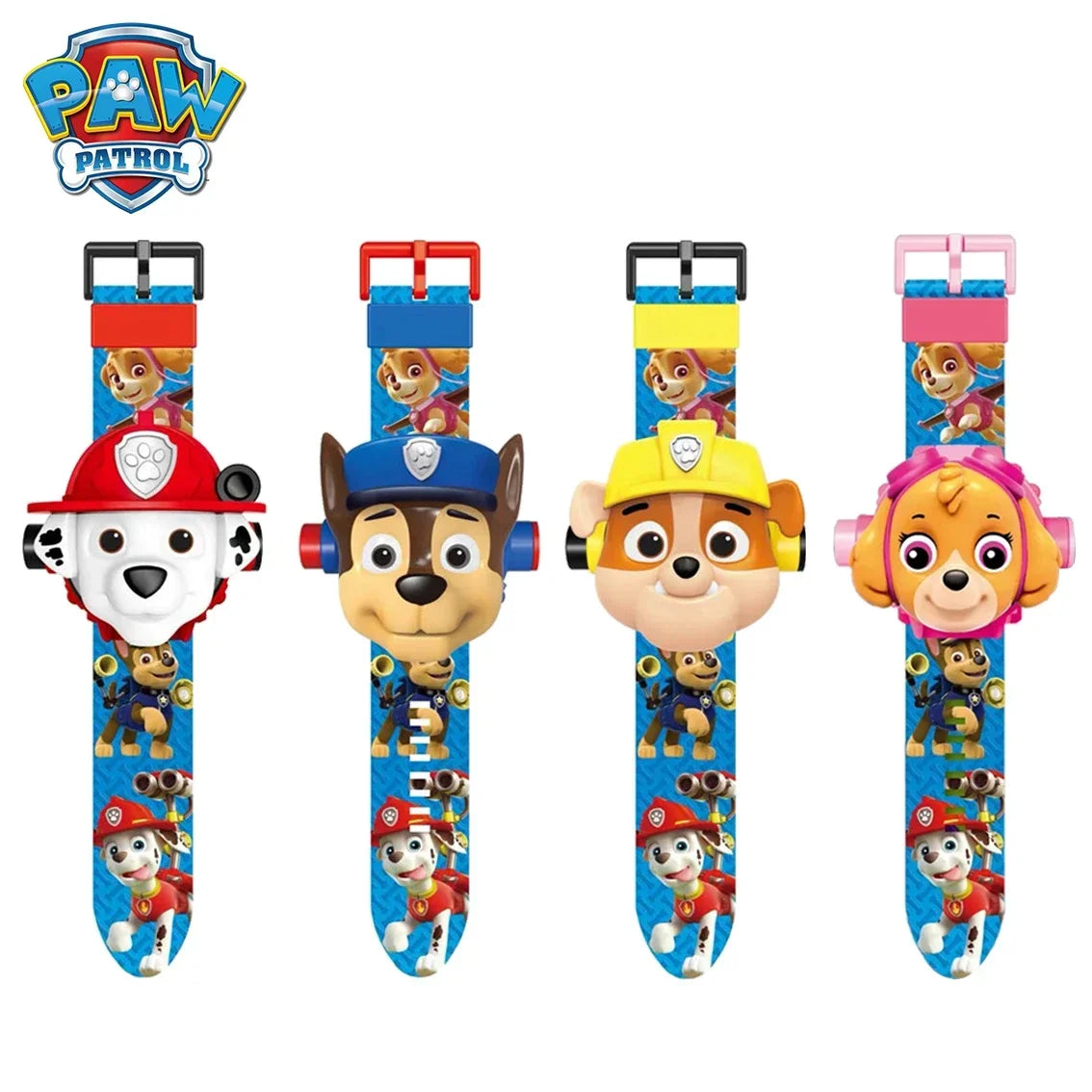 Paw Patrol Projection Watch - 3D Cartoon Design Featuring Skye, Chase & Rubble - Digital Toy Watch - Fun Gift Idea-